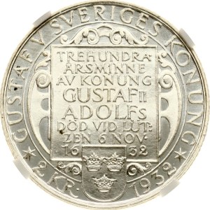 Sweden 2 Kronor 1932 G Death of Gustaf II Adolf NGC MS 64 PL TOP POP