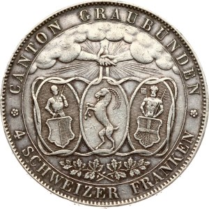 Switzerland 4 Francs 1842 Chur Shooting Festival
