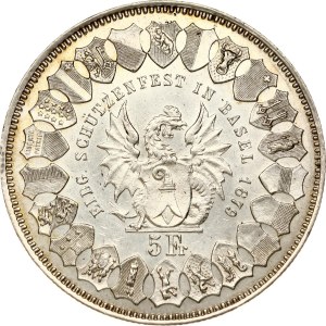 Switzerland 5 Francs 1879 Basel Shooting Festival
