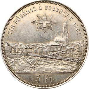Switzerland 5 Francs 1881 Fribourg Shooting Festival