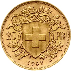 Switzerland 20 Francs 1947 B Vreneli