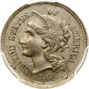 USA 3 Cents 1866 PCGS MS 63