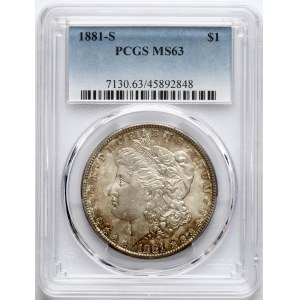 USA Morgan Dollar 1881 S PCGS MS 63