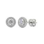 5 CT - 310 HALO ROUND DIAMOND GOLD EARRINGS
