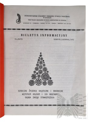 PSZnZ Newsletter of the Association of Former Soldiers of the 1st Armoured Division in Canada November 1983