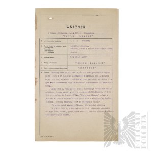 II RP Application for Awarding the Bronze Cross of Merit to Wincenty Lis 5 Baon KOP Luzki