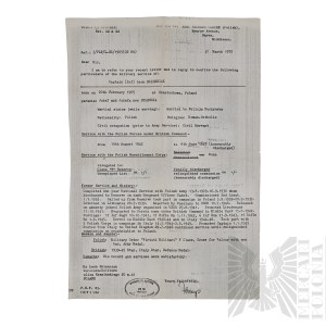PSZnZ Set of Documents After Captain of 18th Lviv Rifle Battalion Awarded Virtuti Militari