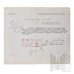 WWII Document Bucharest Internment? 1940 r
