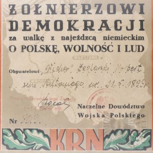 PRL Diploma to a Soldier of Democracy.