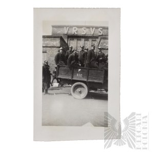 II RP Photo of Polish Army Soldiers on a Truck Under the Ursus Works Warsaw