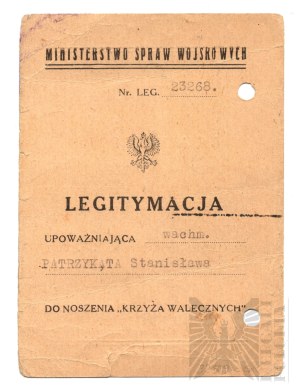 II RP Legitimation of the Cross of Valour of the 1st Krechowiec Lancers Regiment Signature of Michał Karaszewicz-Tokarzewski