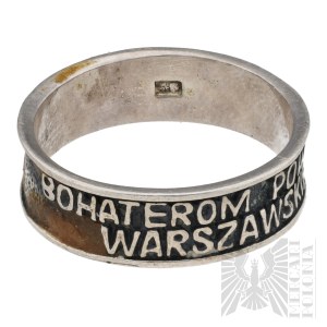 [SREBRO]PRL Warmet Pierścień Patriotyczny - Budowa Pomnika Powstania Warszawskiego Jerzy Jeżewski Srebro 925