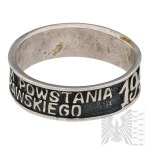 [SREBRO]PRL Warmet Pierścień Patriotyczny - Budowa Pomnika Powstania Warszawskiego Jerzy Jeżewski Srebro 925
