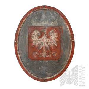 PRL Metalowa Tablica z Godłem Państwowym - Szkoła im. T Rejtana Warszawa 1952
