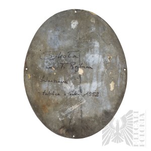 PRL Metal Plaque with the National Emblem - T Rejtan School Warsaw 1952.