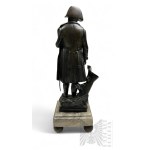 XIX Wiek - Figura Napoleon Bonaparte z Armatą - Brąz