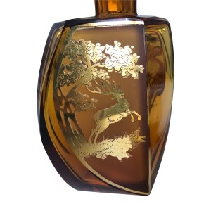 Hunting set: decanter and 6 glasses, Czech Republic 20th century.