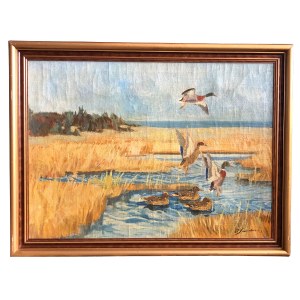 Landscape with ducks, 20th century.