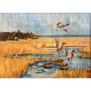Landscape with ducks, 20th century.