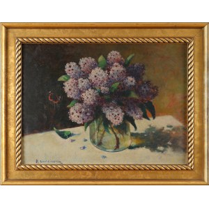 Edmund CIECZKIEWICZ (1872-1958), Martwa natura z bukietem bzu i motylem