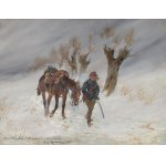 Jerzy KOSSAK (1886-1955), W zimowej zamieci - ułan z koniem (1921)