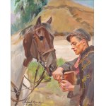 Wojciech KOSSAK (1856-1942), Ułan z koniem (1939)