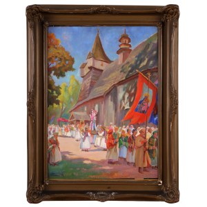 Stanisław PACIOREK (1889-1952), Boże Ciało - przed kościołem w Woli Radziszowskiej