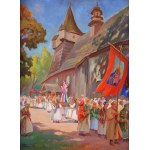 Stanisław PACIOREK (1889-1952), Boże Ciało - przed kościołem w Woli Radziszowskiej