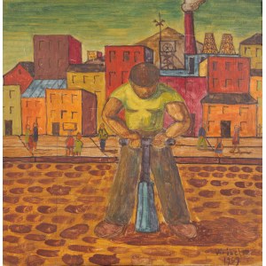 Paweł WRÓBEL (1913-1984), Robotnik - budowa drogi (1969)
