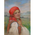 Kasper ŻELECHOWSKI (1863-1942), Dziewczyna w stroju krakowskim (1926)
