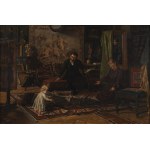 Franciszek DANISZEWSKI (1858-1922), Nauka chodzenia - rodzina artysty w atelier (1890)