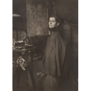 Henri Manuel (1874 Paryż - 1947 Neuilly-sur-Seine), Olga Boznańska przy sztaludze w swojej paryskiej pracowni przy boulevard Montparnasse 49, lata 20. XX w.