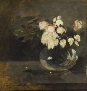 Olga Boznańska (1865 Kraków - 1940 Paris), Flowers in a vase, pre/lub 1899