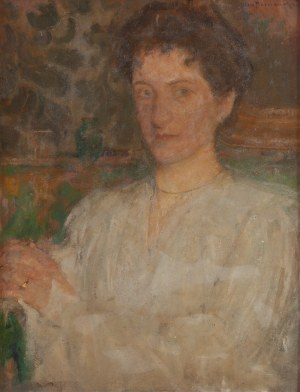 Olga Boznańska (1865 Kraków - 1940 Paris), Portrait of a woman in a white blouse, ca. 1911