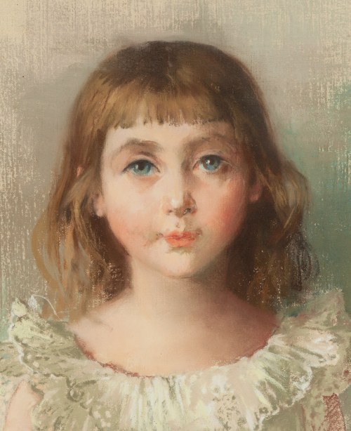 Anna Bilińska-Bohdanowiczowa (1857 Złotopole na Ukrainie - 1893 Złotopole na Ukrainie), Portret dziewczynki w białej sukience, 1889