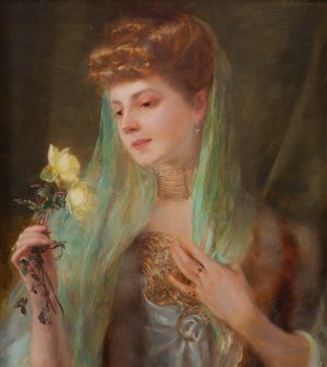 Otolia Kraszewska (1859 Zhytomyr - 1945 Munich), Lady with a tea rose