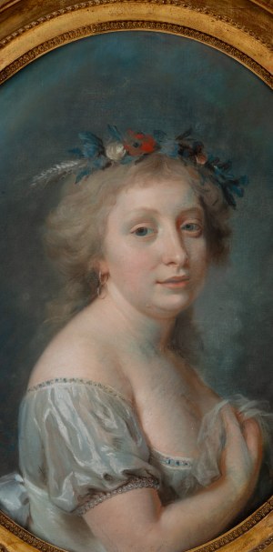 Anna Rajecka (1760 Warsaw - 1832 Paris), Portrait of a lady with a garland, late 18th century.
