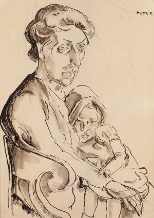 Maria Melania Mutermilch / Mela Muter (1876 Warsaw - 1967 Paris), Mother with child (recto) / Portrait of poet Liang-Tsong-Taï (verso)