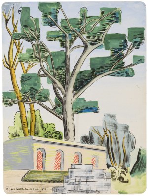 Maria Ewa Lunkiewicz-Rogoyska (1895 Kudryńce in Podolia - 1967 Warsaw), Landscape with trees and architecture, 1930