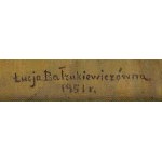 Łucja Bałzukiewicz (1887 Wilno - 1976 Lublin), Pejzaż ze stogami siana ze Sławinka, 1951