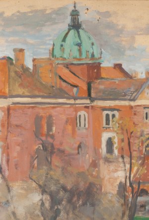 Hanna Rudzka-Cybisowa (1897 Mlawa - 1988 Krakow), Landscape of Krakow overlooking the dome of the Church of St. Peter and St. Paul, 1941