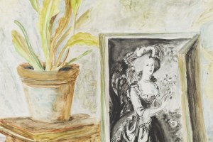 Maja Berezowska (1898 Baranowicze - 1978 Warsaw), Still life with engraving 'Marie Antoinette' according to a painting by Élisabeth Vigée Le Brun, 1953