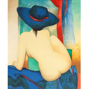 Claude GAVEAU (1940-2021), Piękna kobieta w kapeluszu, 1987