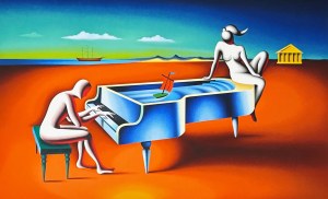 Mark Kostabi (b. 1960), Blown away, 2023