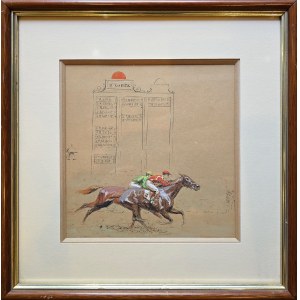Eugene PÉCHAUBES (1890-1967), Courses de chevaux Longchamp - The Grand Prix (tablica wyników czwartej gonitwy),1929