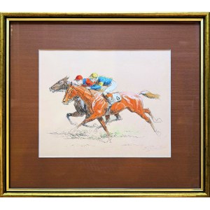 Eugene PÉCHAUBES (1890-1967), Courses de chevaux Longchamp - The Grand Prix, 1929