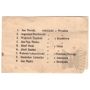 XX w. (?) - Dokument Lista Nazwisk