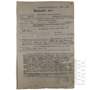 ZSRR - Wniosek o Nadanie Orderu Czerwonej Gwiazdy dla Michała Mielniczenki.