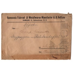 Niemcy - Koperta Firmy Hammonia Producent Rowerów i Wyrobów Metalowych A.H. Ueltzena (Hammonia Fahrrad & Metallwaren Manufactur A.H. Ueltzen, Hamburg)