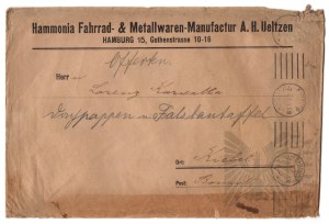 Germany - Envelope of the Company Hammonia Bicycle and Metal Products Manufacturer A.H. Ueltzen (Hammonia Fahrrad & Metallwaren Manufactur A.H. Ueltzen, Hamburg)